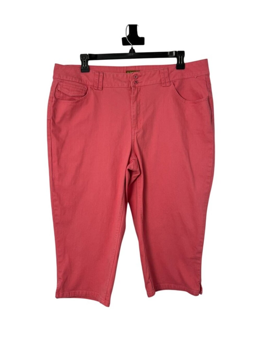St. John's Bay Pink Capri Pants Womens 20W Cotton Blend Flat Front Casual Used